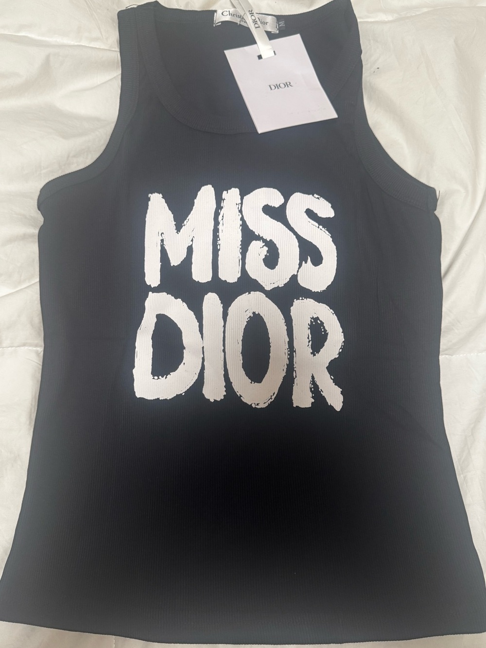 Dior Black Tank Top with White 'MISS DIOR' Logo
